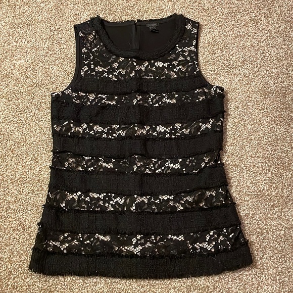 J. Crew Tops - J.Crew Lace Striped Sleeveless Blouse